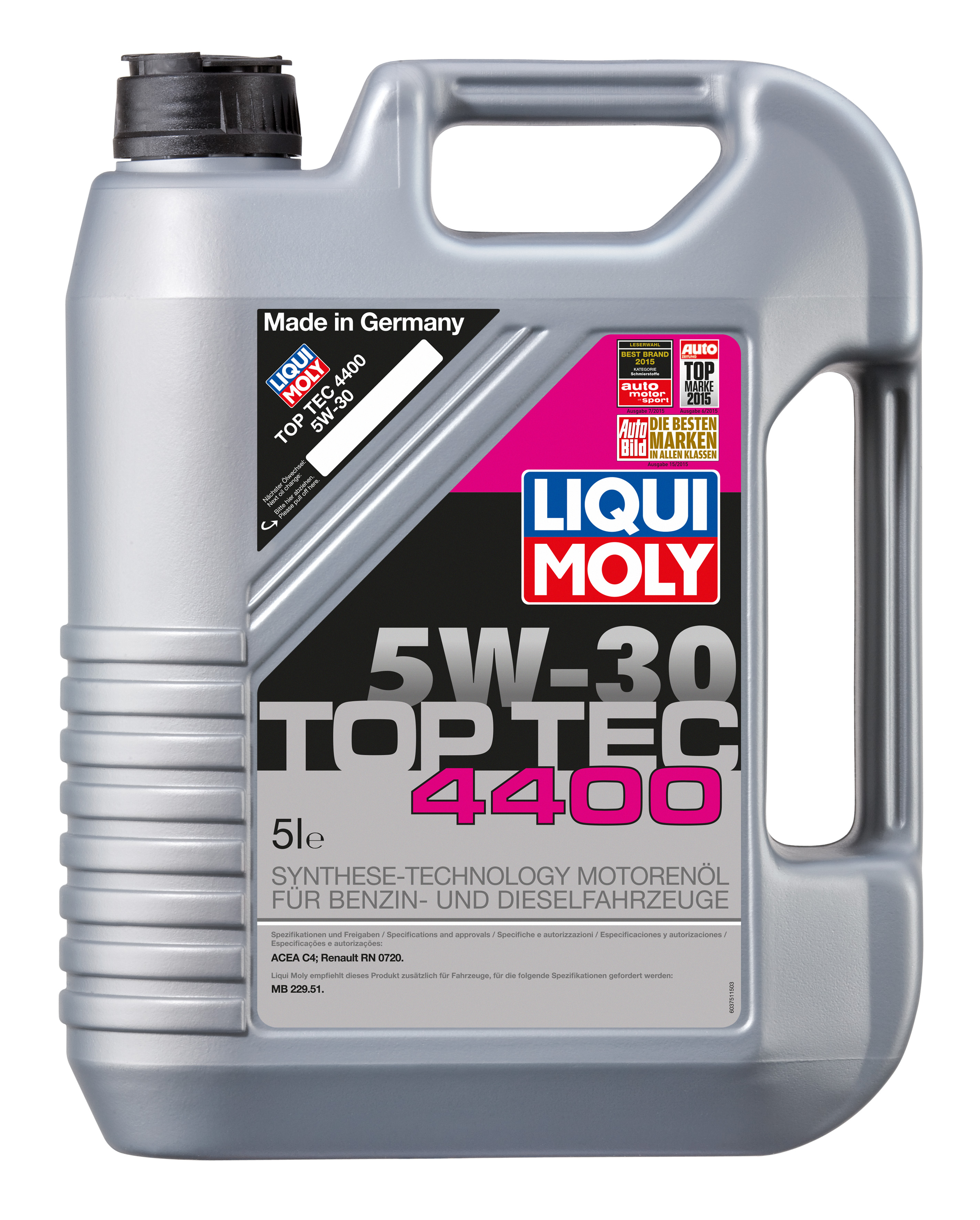 LiquiMoly мот. масло Top Tec 4400 5W-30 C4(5л)арт2322 купить по цене 7 592  руб.