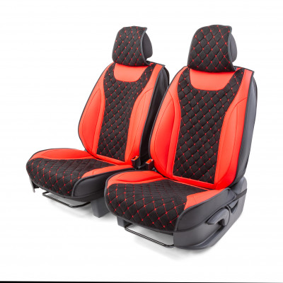 Каркасные 3D накидки на передние сиденья Car Performance, 2 шт. материал экокожа и ал CUS-3044 BK/RD