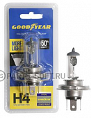 Лампа авто  галоген Goodyear H4 12V 60/55W P43f (+50% света) More Light (блистер)