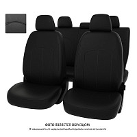 Чехлы Skoda Octavia А7 2013-> Elegance с подлокотн. черный/отстрочка черная, экокожа "Оригинал" PSV 