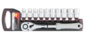 S13S1111SP Набор головок торцевых с трещоточной рукояткой 1/2"DR, 10-19 мм, 11 предметов