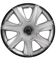 Колпак декоративный AIRLINE  "Джой +" серебристый-черный карбон R-16 (2шт)