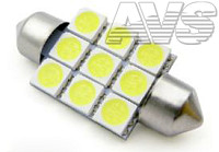 Светодиод AVS SV014 T11 (SV8,5/8) 9SMD 5050 42мм 3 chip, блистер 2 шт (белый)