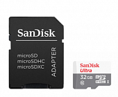 Флеш накопитель Micro SD HC 32Гб Sandisk ultra Class 10 с адаптером SD