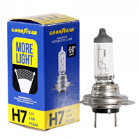 Лампа (светодиод) автомобильная галогенная Goodyear Н7 12V 55W PX26d More Light (блистер) 1шт