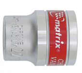 Головка торцевая, 22 мм, 12-гранная, CrV, под квадрат 1/2", хромированная// MATRIX MASTER