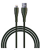 USB кабель Lightning, 2.4А, 1м, Сириус, Быстрая зарядка QC3.0, штекер металл, зеленый