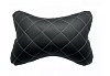 Подушка автомобильная на подголовник, косточка, черная - ромб строчка белая,ортопедическая, эко-кожа