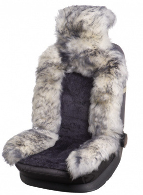 Накидка на сиденье меховая "PSV" Jolly Premium (натуральная овчина)Т серый-серый 2шт