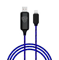 USB кабель Lightning, 2.4A, 1м, светящийся, BY Быстрая зарядка