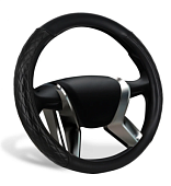 Оплетка SENATOR Tampa "M" (d=38см) /ЧЕРНЫЙ/ гладкая экокожа со стеганными вставками НОВИНКА