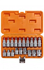 Набор головок "AIRLINE" AT-BS-33 1/2" DR TORX E10-E24 и со вставками TORX T20-T70 дл.55мм 19 предмет