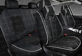 Накидки 5D PSV Grand (Черный/Отстрочка белая), комплект на весь салон