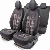 Чехлы на автомобильные сидения Polo GTi, 11 предметов,полиэстер, новое лекало - 3D крой,AIRBAG, черный  GTI-1102BK/GY/RD
