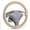 Оплётка для перетяжки руля "AUTOPROFI", композитная кожа, нить, игла, бежевый, разм. М, (SAM-300