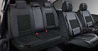 Накидки 5D PSV Volt (Черный/Отстрочка Белая), комплект на весь салон, экокожа +  льняное плетение