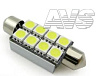 Светодиод AVS C009A T11 (SV 8.5) 8x5050 SMD 41mm Canbus, блистер 2 шт (белый)