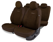 Чехлы AUTOPROFI Premium, Daytona. Плотный лен + премиальная экокожа, коричневый (DAY-1105 BR)