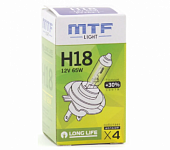Галогенная лампа MTF light H18 12V 65W LONG LIFE x4 блистер 1шт