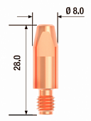 Контактный наконечник FUBAG M6х28 мм ECU D=1.6 мм  (25 шт.) FB.CTM6.28-16