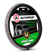 Оплётка руля, серия Eco-Line, премиальная экокожа,в стиле "Swarovski", чёрн./синий, разм. М