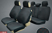 Накидки MAXIMAL LUX передние N-31-BLRD Лен черный/ шов красный
