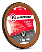 Оплётка руля, серия Classic, стандартная экокожа, плетёная вставка по центру, черн./коф., разм. М