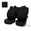 Чехлы Lada Granta I 2011-2018 г. - (Люкс), 5 подголовников,деленная спинка,черная экокожа+т.сер.флок