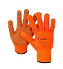ПЕРЧАТКИ ЗУБР АНГАРА, L-XL акрил с начёсом, покрытие ПВХ (точка), сигнальный цвет, размер
