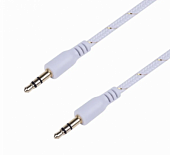 Аудио кабель AUX 3.5mm в тканевой оплетке 1м белый REXANT 18-4070