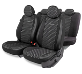 Чехлы AUTOPROFI Premium, Black Ice. "Ледяной шёлк", лён, прем экокожа, черны/белый ICE-1107 BK/WH