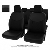 Чехлы VW Jetta VI 2010-2018 г - (Comfortline) РОМБ/отстрочка черная, черная экокожа "Оригинал"