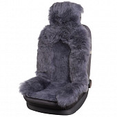 Накидка на сиденье меховая "PSV" Jolly Premium 145*50 (натуральная овчина) т.серый-серый 1шт. АКЦИЯ