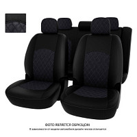 Чехлы Toyota Camry XV70 2017-> РОМБ, черная экокожа + т.серая алькантара "Оригинал"