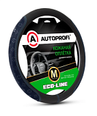 Оплётка руля, серия Eco-Line, премиальная экокожа, вставки с принтом в стиле Fashion, Черный/т.синий