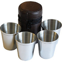 Набор стаканов BTrace 4шт х 175 мл (нержавеющая сталь кожанный чехол ) 