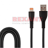 USB кабель для iPhone 5-x модель шнура  1м  черный силикон  REXANT