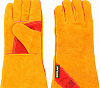Перчатки АВТОМАКС крага спилковая с подкладом желтая с красным усилением