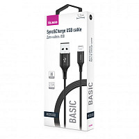 Кабель BASIC, USB 2.0 - microUSB, 1.2м, 2.1A, текстильная оплетка, черный, OLMIO