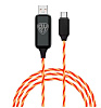 USB кабель Type-C, 1м, 2.4А, Быстрая зарядка, LED подсветка оранжевая, Заря BY