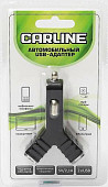Адаптер CARLINE в прикуриватель 2*USB (1А и 2.1А) 12/24В (Y-type), черный