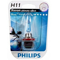 PHILIPS Лампа (светодиод) автомобильная H11 12V-55W (PGJ19-2) Blue Vision Ultra блистер (1шт)