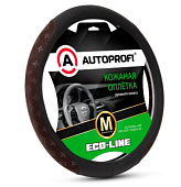 Оплётка руля, серия Eco-Line, премиальная экокожа, вставки с принтом в стиле Fashion, черн./коф., ра