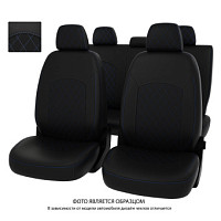 Чехлы Hyundai Santa FE III 2012 РОМБ отстрочка Синяя,Черная экокожа "Оригинал"