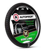 Оплётка руля, серия Eco-Line, премиальная экокожа, полностью плетёная, чёрн./т.серый, разм. М