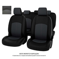 Чехлы Mazda 3 III 2014-> - Hb черно-серая экокожа "Оригинал"