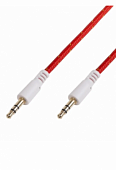 Аудио кабель AUX 3,5 мм в тканевой оплетке 1 m красный REXANT 18-4076