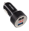 Адаптер автомобильный CARLINE® с вольтметром 2хUSB (3.4A Max) в прикуриватель 12/24В, цвет черный,уп