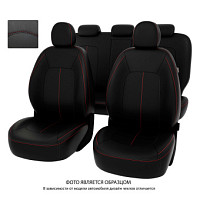 Чехлы Hyundai Sonata VII (LF) 2017-2019 г. - Рестайлинг, черный/отстрочка красная,экокожа "Оригинал"