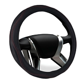 Оплетка SENATOR Omaha "M" (d=38см) /ЧЕРНЫЙ/ гладкая экокожа с вставками из перфор экокожи НОВИНКА